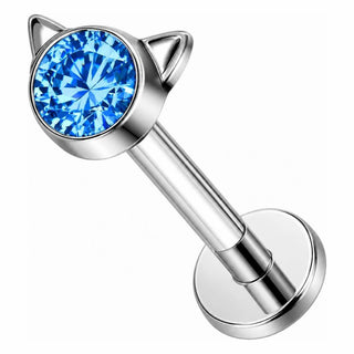 Titanium Labret Cat Zirconia Internally Threaded
