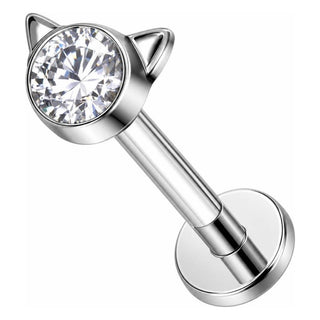 Titanium Labret Cat Zirconia Internally Threaded