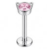 Titanium Labret Cat Zirconia Internally Threaded