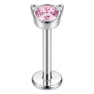 Titanium Labret Cat Zirconia Internally Threaded