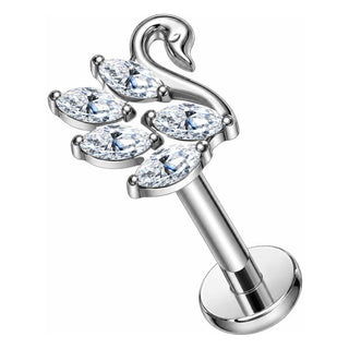 Titanium Labret Swan Marquise Zirconia Internally Threaded