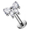 Titanium Labret Butterfly Heart Marquise Zirconia Internally Threaded