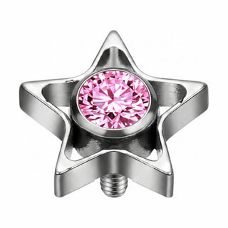 Titanium Top Open Star With Clear Stone Internally Threaded