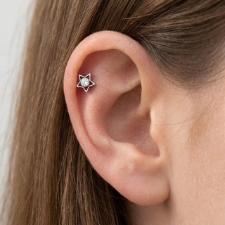 Titanium Labret Star Zirconia Internally Threaded
