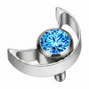 Titanium Top Crescent Moon With Stone Internally Threaded