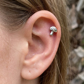 Titanium Labret Mushroom Internally Threaded – getragen
