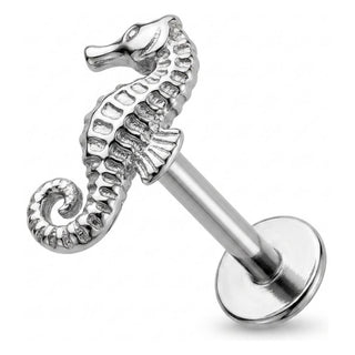 Titanium Labret Seahorse Internally Threaded