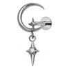 Titanium Labret Moon Star Dangle Zirconia Internally Threaded