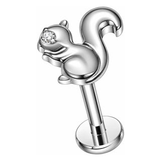 Titanium Labret Squirrel Zirconia Internally Threaded