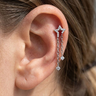 Titanium Top Star Outline With Double Chain Internally Threaded