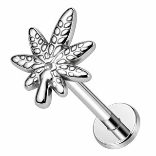 Titanium Labret Cannabis Leaf Internally Threaded