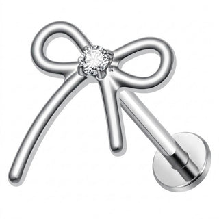 Titanium Labret Bow Zirconia Internally Threaded