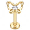 Titanium Labret Butterfly Zirconia Internally Threaded