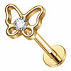 Titanium Labret Butterfly Zirconia Internally Threaded