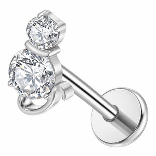 Titanium Labret Double Zirconia Circle Internally Threaded