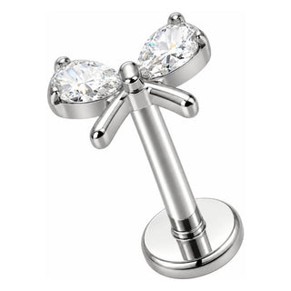 Titanium Labret Bow Zirconia Internally Threaded