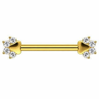 Titanium Nipple Piercing Animal Paw Print Zirconia Internally Threaded