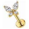 Labret Butterfly With Clear Stones Internally Threaded
