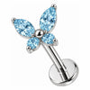 Labret Butterfly With Clear Stones Internally Threaded