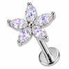 Labret Marquise Stone Flower Internally Threaded