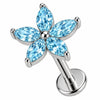 Labret Marquise Stone Flower Internally Threaded