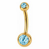 Belly Button Piercing Double Round Stone