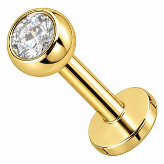 Silver 925 Labret Round Bezel Set Stone 2,5 mm Internally Threaded