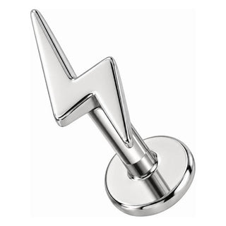 Silver 925 Labret Lightning Bolt Symbol Internally Threaded