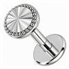 Silver 925 Labret Sunburst Beaded Circle Internally Threaded