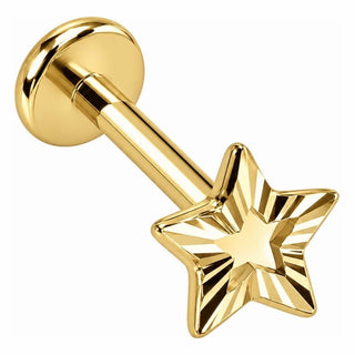 Silver 925 Labret Five Pointed Star Internally Threaded