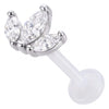 Titanium Labret Triple Marquise Stone Fan Internally Threaded