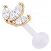 Titanium Labret Triple Marquise Stone Fan Internally Threaded