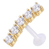 Titanium Labret Five Stone Row Internally Threaded