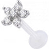 Titanium Labret Clear Stone Flower Internally Threaded
