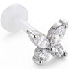 Titanium Labret Clear Stone Butterfly Internally Threaded