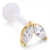 Titanium Labret Double Marquise Stone Leaf Internally Threaded
