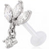 Titanium Labret Marquise Fan Stone Drop Internally Threaded