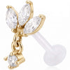 Titanium Labret Marquise Fan Stone Drop Internally Threaded