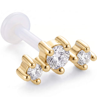 Titanium Labret Three Stone Cluster Internally Threaded