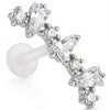 Titanium Labret Curved Alternating Stone Cluster Internally Threaded