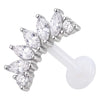 Titanium Labret Curved Marquise Stone Cluster Internally Threaded