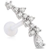 Titanium Labret Curved Stone Cluster With Teardrop Internally Threaded