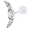 Titanium Labret Curved Crescent Stone Cluster Internally Threaded