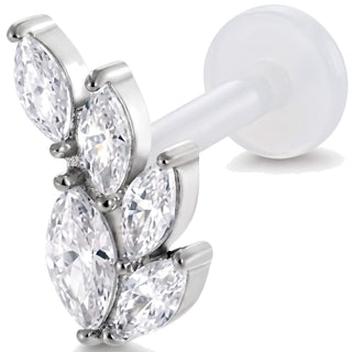 Titanium Labret Marquise Stone Leaf Cluster Internally Threaded