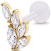 Titanium Labret Marquise Stone Leaf Cluster Internally Threaded
