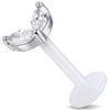 Titanium Labret Double Marquise Stones Internally Threaded