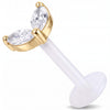 Titanium Labret Double Marquise Stones Internally Threaded