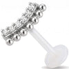 Titanium Labret Curved Stones And Beads Internally Threaded