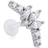 Titanium Labret Curved Marquise Stone Cluster Internally Threaded