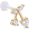 Titanium Labret Dangling Heart Stone Cluster Internally Threaded